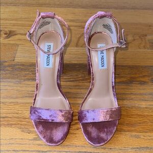 Steve Madden Mauve Velvet Ankle-Strap Heels
